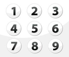 conjunto do volta botões com números a partir de 1 para 9. números conjunto vetor ilustração.