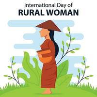 ilustração vetor gráfico do uma camponês mulher estava carregando uma cesta, perfeito para internacional dia, internacional dia do rural mulher, comemoro, cumprimento cartão, etc.