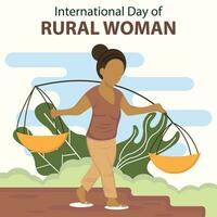 ilustração vetor gráfico do uma jovem mulher estava carregando dois cestos, perfeito para internacional dia, internacional dia do rural mulher, comemoro, cumprimento cartão, etc.