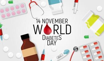 14 de novembro. fundo de conscientização do dia mundial do diabetes. ilustração vetorial vetor