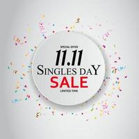 11 de novembro venda do dia de solteiros. ilustração vetorial vetor
