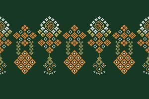 étnico geométrico tecido padronizar Cruz ponto.ikat bordado étnico oriental pixel padronizar verde fundo. resumo,vetor,ilustração. textura,vestuário,quadro,decoração,motivos,seda papel de parede. vetor