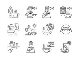 conjunto de 12 ícones para preparar chá vetor