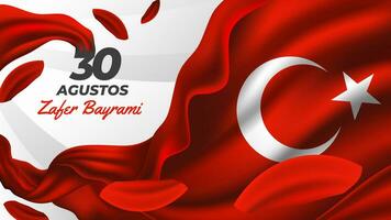 30 agustos zafer Bayrami com realista turco bandeira fundo vetor