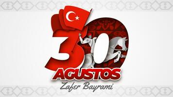 30 agustos zafer Bayrami com papel cortar estilo ilustração vetor