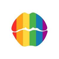 orgulho lgbt arco-íris colorido lábios da bandeira da comunidade gay, lésbica, bissexual e transgênero isolada no fundo branco. ilustração em vetor plana. design para banner, cartaz, cartão, folheto