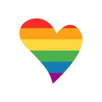 orgulho arco-íris colorido coração isolado no fundo branco. cores da bandeira da comunidade de gays, lésbicas, bissexuais e transgêneros. ilustração em vetor plana. design para banner, cartaz, cartão, folheto