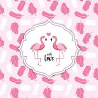 ilustração em vetor fundo amor flamingo fofo