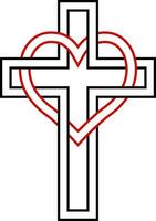 entrelaçando coração cristão Cruz símbolo aith amor Deus vetor