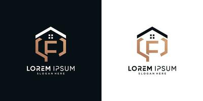 carta f e casa logotipo Projeto vetor ilustração com hexágono conceito