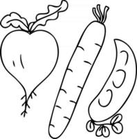 doodle simples de vegetais vetor
