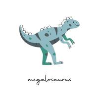 plano vetor plano mão desenhado vetor ilustração do megalossauro dinossauro