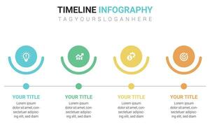 linear Linha do tempo infográficos com colori apresentação 4 degrau modelo vetor