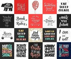 conjunto do 20 vetor motivacional e inspirado letras cartazes, cumprimento cartões, decoração, impressões, camiseta Projeto. mão desenhado tipografia. escrito a mão rotulação. moderno tinta escova caligrafia.