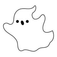 vetor Preto e branco kawaii fantasma. fofa dia das Bruxas linha personagem para crianças. engraçado outono todos santos dia desenho animado ilustração com vôo fantasma. Samhain festa dia do a morto ícone ou coloração página