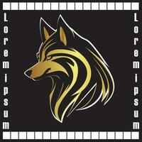 dourado Lobo plano logotipo Projeto camiseta brincar elemento essencial elegante vetor