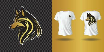 dourado Lobo logotipo Projeto camiseta brincar elemento essencial elegante vetor