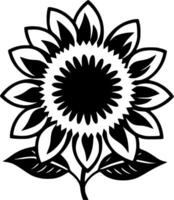 flor - Preto e branco isolado ícone - vetor ilustração