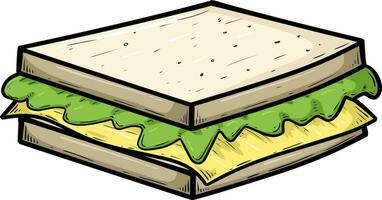 desenho animado do sanduíche isolado em branco vetor