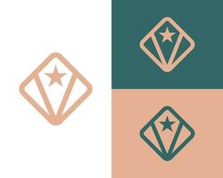 carta v Estrela ícone logotipo conceito vetor
