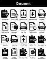 uma conjunto do 20 documento ícones Como receber arquivo, global página, baixar Arquivo vetor