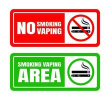 não fumar não Cigarro eletrônico e fumar área placa definir. vetor