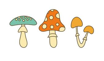 hippie psicodélico cogumelos conjunto vetor