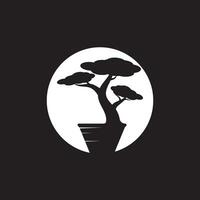 bonsai logotipo Projeto. japonês mini pequeno plantar árvore silhueta logotipo Projeto vetor