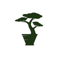 bonsai logotipo Projeto. japonês mini pequeno plantar árvore silhueta logotipo Projeto vetor