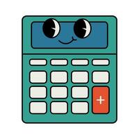 engraçado groovy retro clipart calculadora vetor