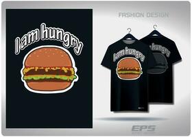 vetor camiseta fundo imagem.i m com fome para Hamburger padronizar projeto, ilustração, têxtil fundo para camiseta, jérsei rua camiseta