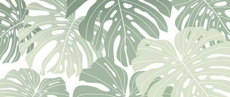 abstrato folhagem botânico fundo vetor. verde e branco cor papel de parede do tropical plantas, monstro, folha galhos, folhas. folhagem Projeto para bandeira, impressões, decoração, parede arte, decoração. vetor