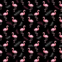 Ilustração em vetor fundo fofo retrô sem costura flamingo