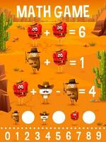 matemática jogos planilha, desenho animado vegetal cowboys vetor