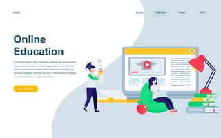 Modelo de design de página web plana moderna de educação on-line vetor