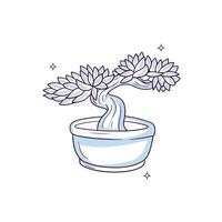 mão desenhado bonsai árvore. rabisco esboço vetor ilustração