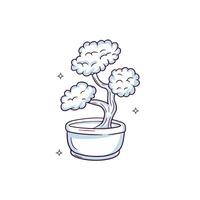 mão desenhado bonsai árvore. rabisco esboço vetor ilustração