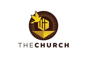 na moda e profissional carta W Igreja placa cristão e pacífico vetor logotipo Projeto