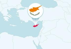 Europa com selecionado Chipre mapa e Chipre bandeira ícone. vetor