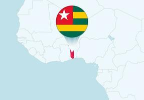 África com selecionado ir mapa e ir bandeira ícone. vetor