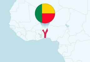 África com selecionado benin mapa e benin bandeira ícone. vetor