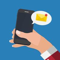 novo e-mail no conceito de notificação de tela do smartphone. ilustração vetorial vetor