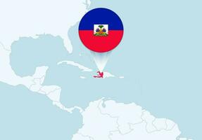 América com selecionado Haiti mapa e Haiti bandeira ícone. vetor