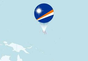 Oceânia com selecionado marechal ilhas mapa e marechal ilhas bandeira ícone. vetor
