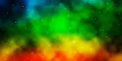 modelo de vetor multicolor escuro com estrelas de néon. ilustração colorida em estilo abstrato com estrelas gradientes. padrão para anúncio de ano novo, livretos.