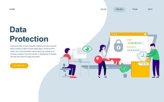 Modelo de design de página web plana moderna de proteção de dados vetor