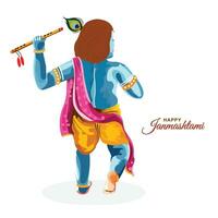 colorida religioso Krishna janmashtami cartão fundo vetor