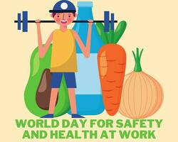 mundo dia para segurança e saúde às trabalhos ilustração vetor