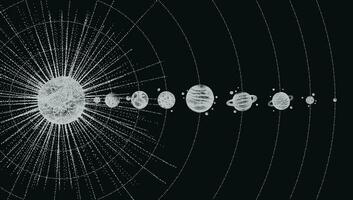 solar sistema dentro dotwork estilo. planetas dentro órbita. vintage mão desenhado ilustração. vetor