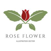 simples vermelho rosa flor com verde folha ícone símbolo ilustração vetor